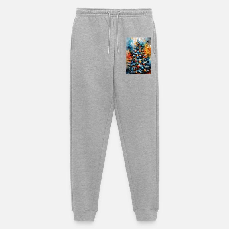Lebendiger Aquarell-Weihnachtsbaum - Männer Premium Bio Jogginghose - Grau meliert