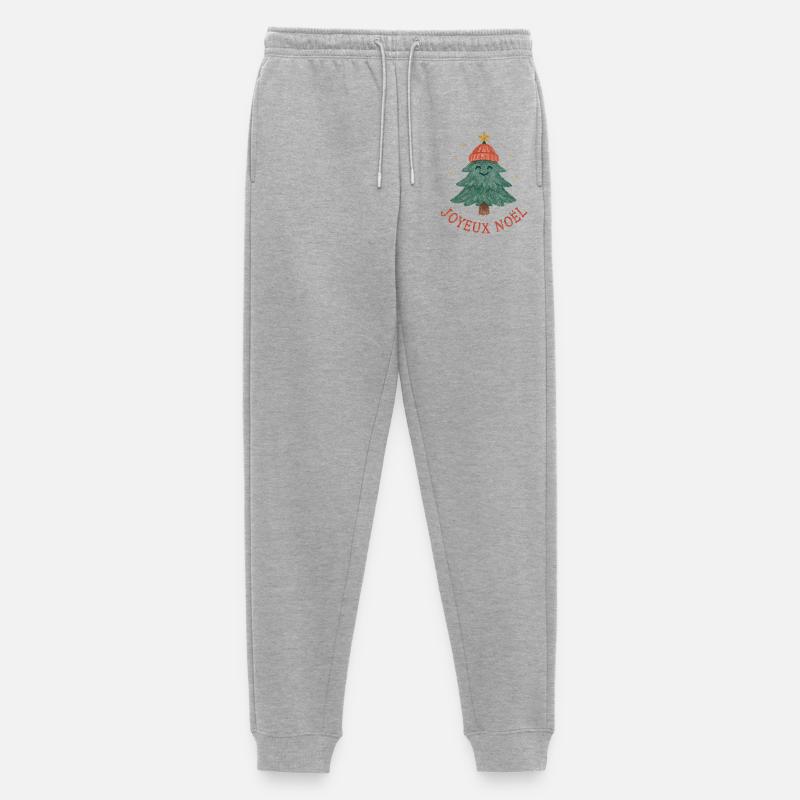 Frohe Weihnachtsbaum mit rotem Hut - Männer Premium Bio Jogginghose - Grau meliert