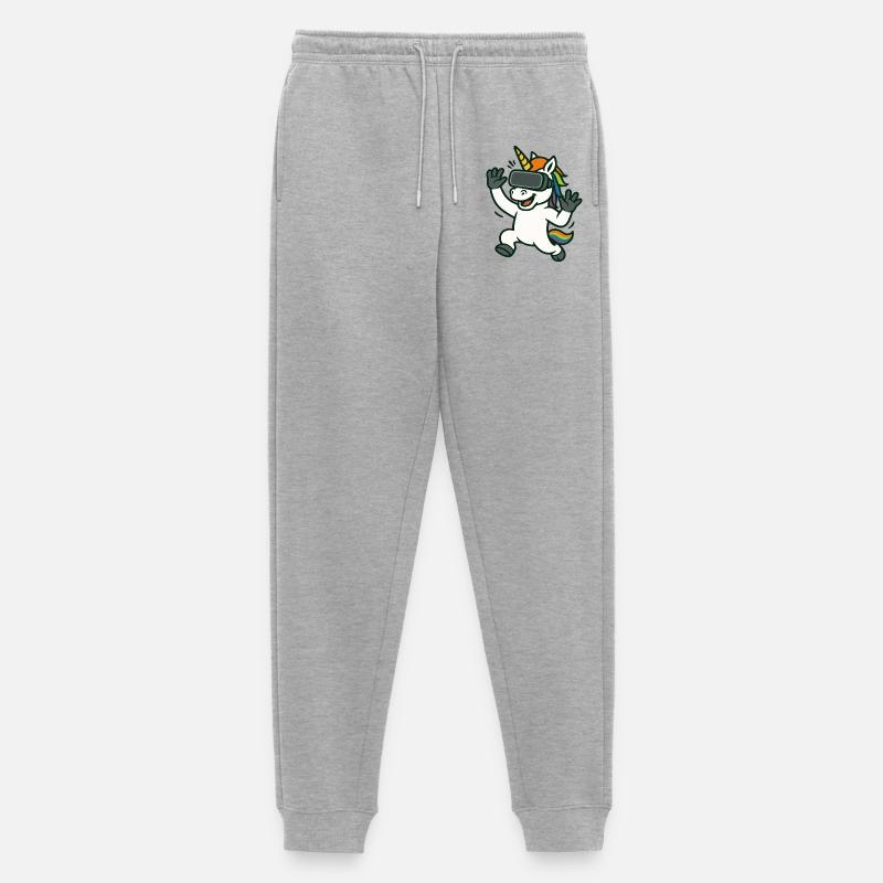 VR-Einhorn-Maskottchen mit Regenbogendetails - Männer Premium Bio Jogginghose - Grau meliert