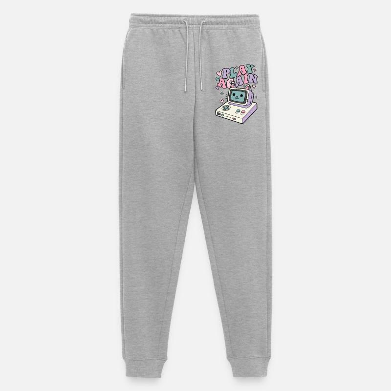 Play Again Katze Retro - Männer Premium Bio Jogginghose - Grau meliert