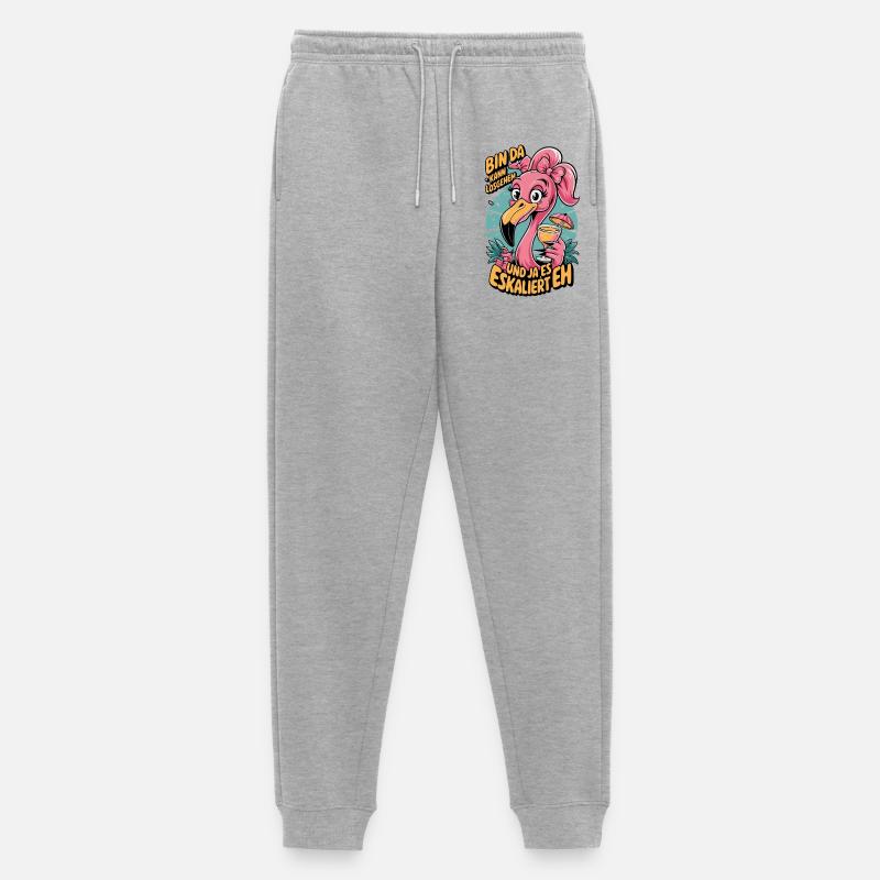 Flamingo Spruch Bin da – eskaliert eh - Männer Premium Bio Jogginghose - Grau meliert