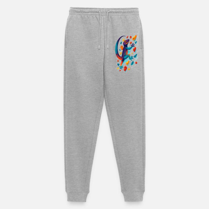 Bouldern Gecko Klettertier Klettern Echse Geschenk - Männer Premium Bio Jogginghose - Grau meliert