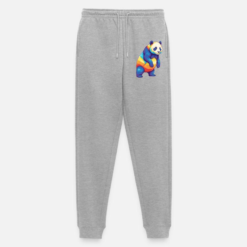 Buntes Panda-Regenbogen-Pop-Art-Aquarell - Männer Premium Bio Jogginghose - Grau meliert