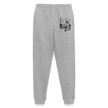 Thoughtful Cat Cafe - Men's Premium Organic Joggers - heather grey - Front - Thijin (182cm)