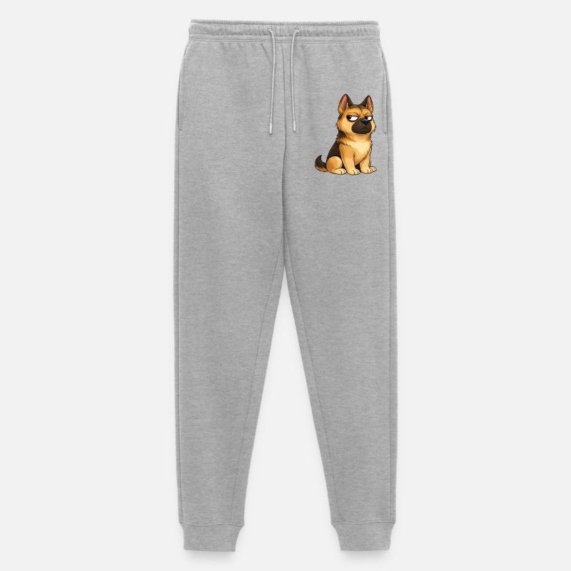 Cooler Hund Deutscher Schäferhund Skeptisch - Männer Premium Bio Jogginghose - Grau meliert