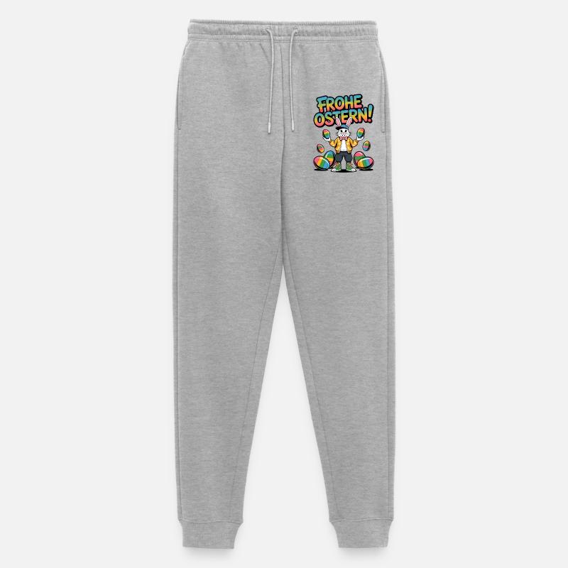 Fröhliche Ostern Bunny Farben - Männer Premium Bio Jogginghose - Grau meliert