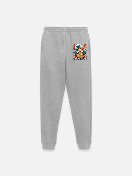 Ramen Cat Kanagawa - Men's Premium Organic Joggers - heather grey