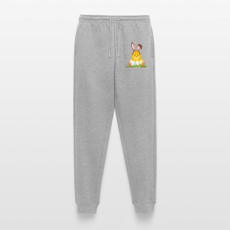Cute Easter chick with bunny ears & Easter eggs Men's Premium Organic Joggers