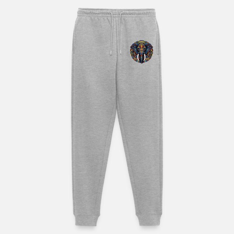 Farbenfrohe Elefanten-Mandala - Männer Premium Bio Jogginghose - Grau meliert