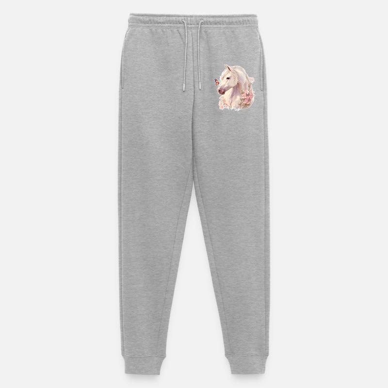 Pferd mit Schmetterling - Männer Premium Bio Jogginghose - Grau meliert