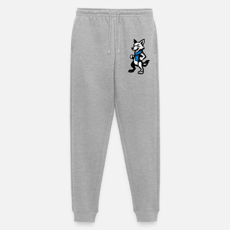 Wolfsheld mit blauem Schal - Männer Premium Bio Jogginghose - Grau meliert