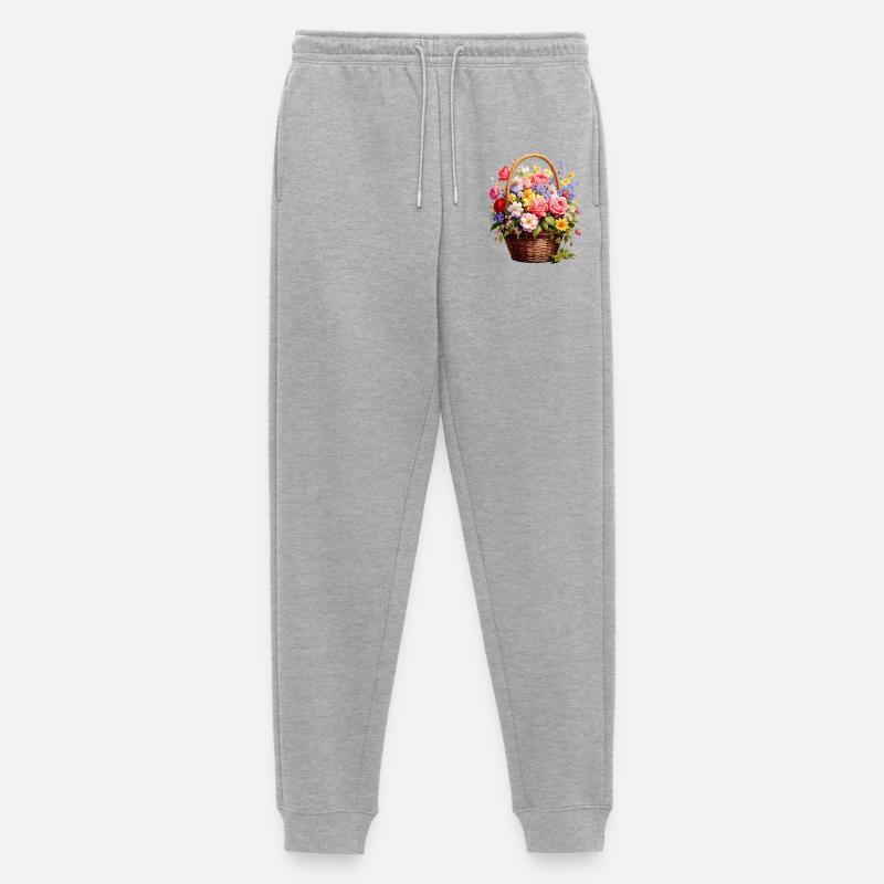 Weidenkorb mit Frühlingsblumen - Männer Premium Bio Jogginghose - Grau meliert