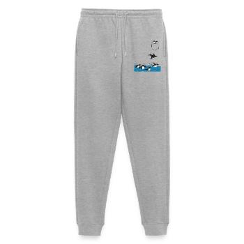 Penguin Jump Into The Water Pocket Design - Men's Premium Organic Joggers - heather grey - Front - Thijin (182cm)