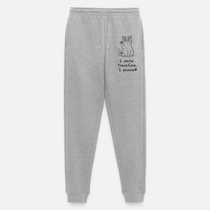 Pause & Pounce – Cat Lover Tee - Männer Premium Bio Jogginghose - Grau meliert