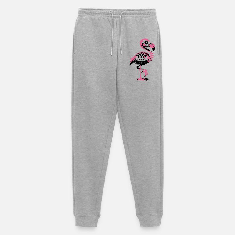 Flamingo Skelett Pink Gothic - Männer Premium Bio Jogginghose - Grau meliert