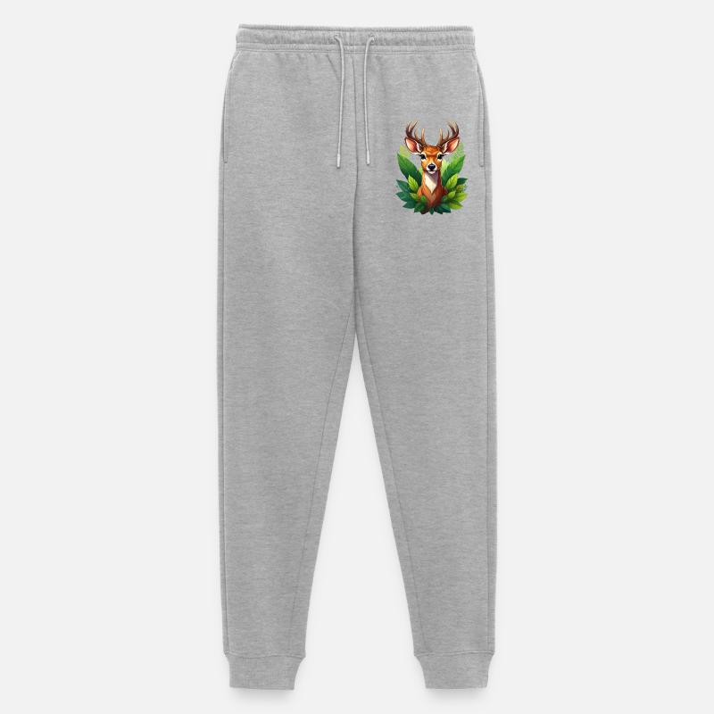 Ein Reh oder Hirsch im Wald - Männer Premium Bio Jogginghose - Grau meliert