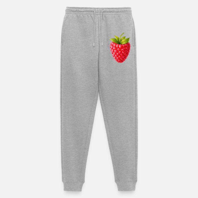 Frische Himbeere mit Blättern  - Männer Premium Bio Jogginghose - Grau meliert