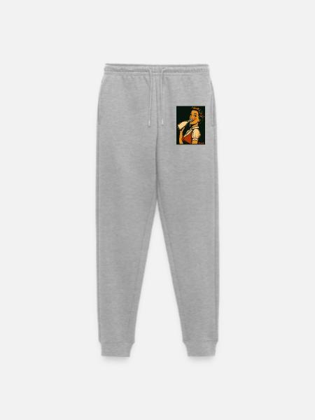 Retro Dame mit Milch Getränk - Männer Premium Bio Jogginghose - Grau meliert