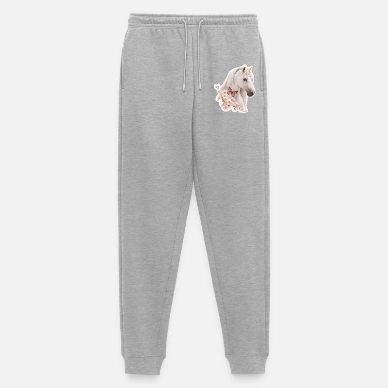Pferd mit Schmetterling - Männer Premium Bio Jogginghose - Grau meliert