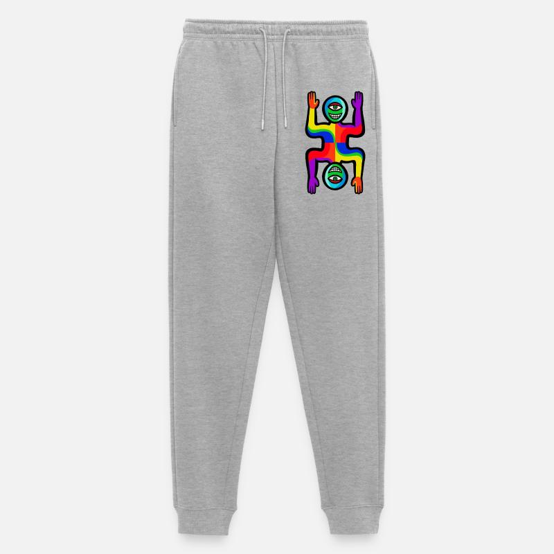 Regenbogen-Zwei-Gesichter-Figur - Männer Premium Bio Jogginghose - Grau meliert