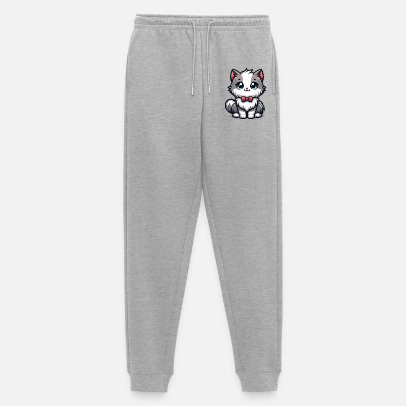 Gattino coccolone con papillon rosso - Pantaloni da jogging ecologici premium da uomo - grigio melange