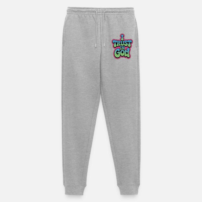 I Trust In God - Glaube Design - Männer Premium Bio Jogginghose - Grau meliert