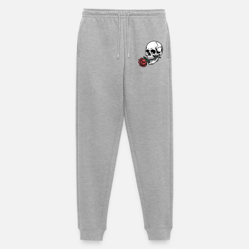Rockabilly Skull – Rose Statement Gothic Love - Männer Premium Bio Jogginghose - Grau meliert