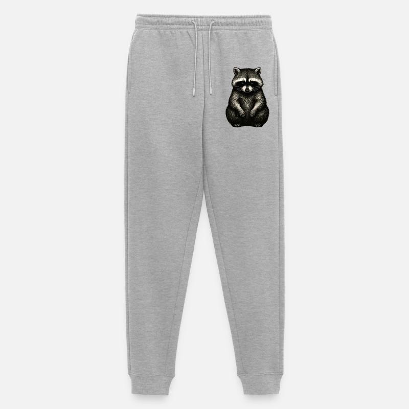 Monochrom Waschbär Print - Männer Premium Bio Jogginghose - Grau meliert