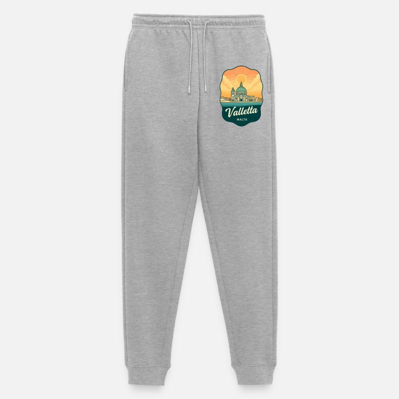 Valletta Malta Retro Sunset Reiseabzeichen - Männer Premium Bio Jogginghose - Grau meliert