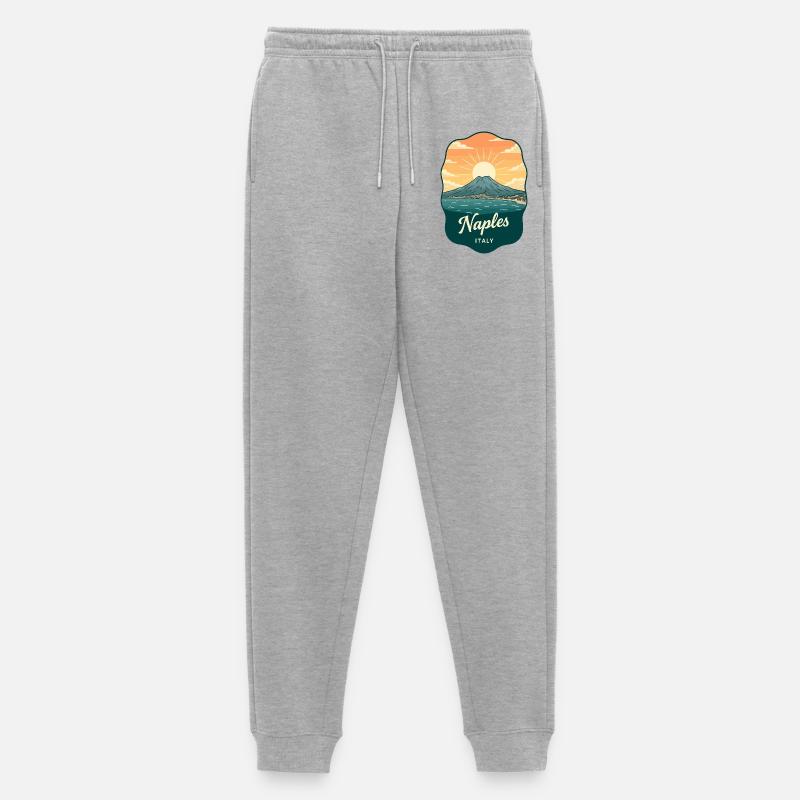 Neapel Mount Vesuvius Retro Reiseabzeichen - Männer Premium Bio Jogginghose - Grau meliert