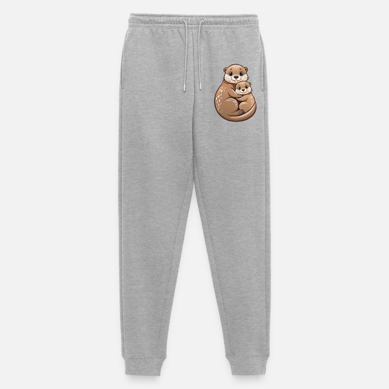 Mutterotter mit Jungtier - Männer Premium Bio Jogginghose - Grau meliert