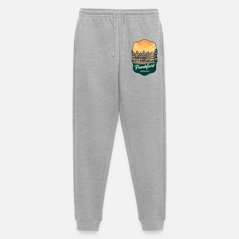 Frankfurt Romer Retro Sunset Reiseabzeichen - Männer Premium Bio Jogginghose - Grau meliert