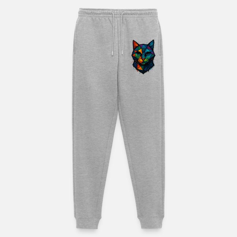 Cat Low Poly – geometrisches Mesh-Polygon-Kunstdesign - Männer Premium Bio Jogginghose - Grau meliert