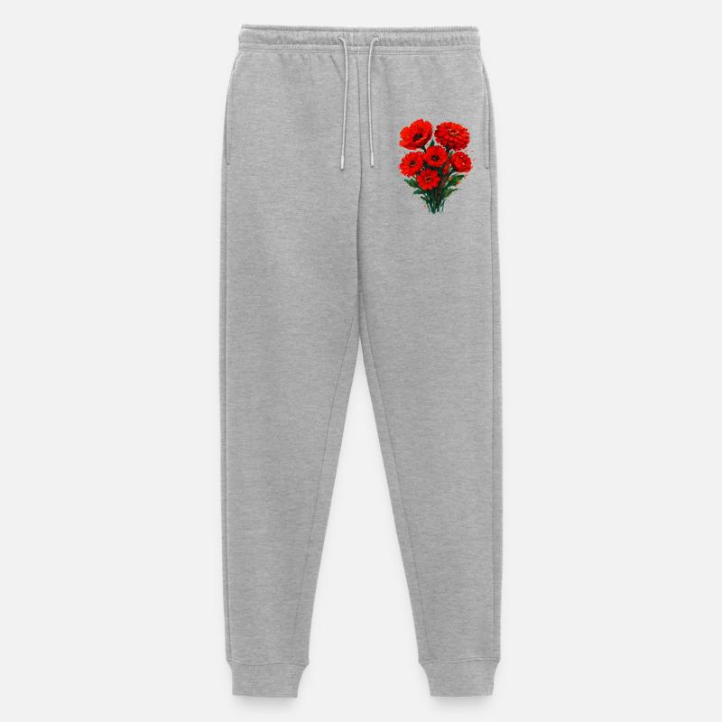 Rote Mohnblüten Aquarell - Männer Premium Bio Jogginghose - Grau meliert