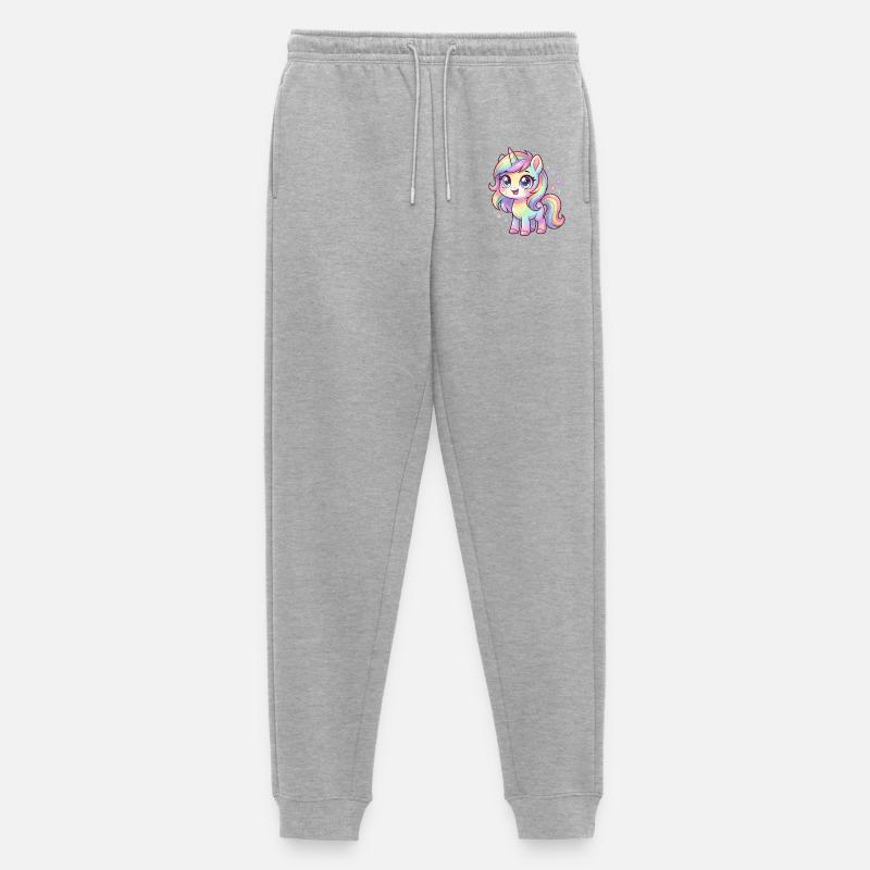 Pastellregen-Einhorn Chibi - Männer Premium Bio Jogginghose - Grau meliert