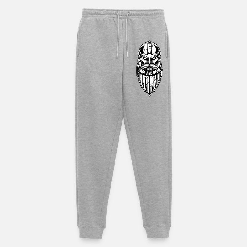 Maskottchen Wikinger-Skol und Bier-Krieger-Bart-Maskottchen - Männer Premium Bio Jogginghose - Grau meliert