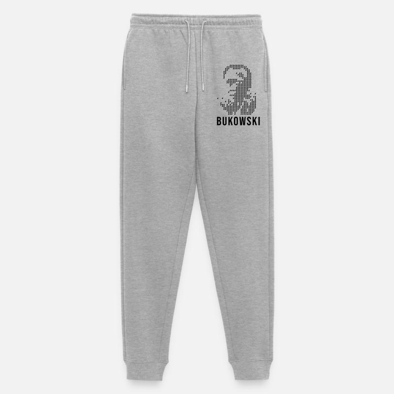 Ritratto geometrico di Charles Bukowski - Pantaloni da jogging ecologici premium da uomo - grigio melange