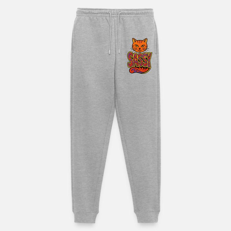 Sassy Cat Psychedelic Script - Männer Premium Bio Jogginghose - Grau meliert