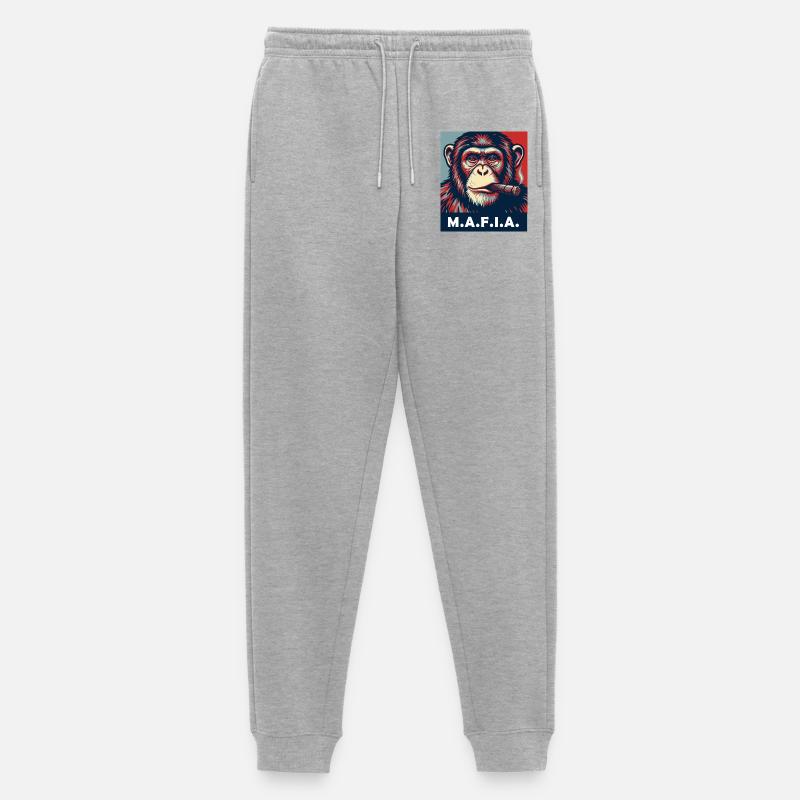 Pop-Art-Schimpanse mit Zigarre - Männer Premium Bio Jogginghose - Grau meliert
