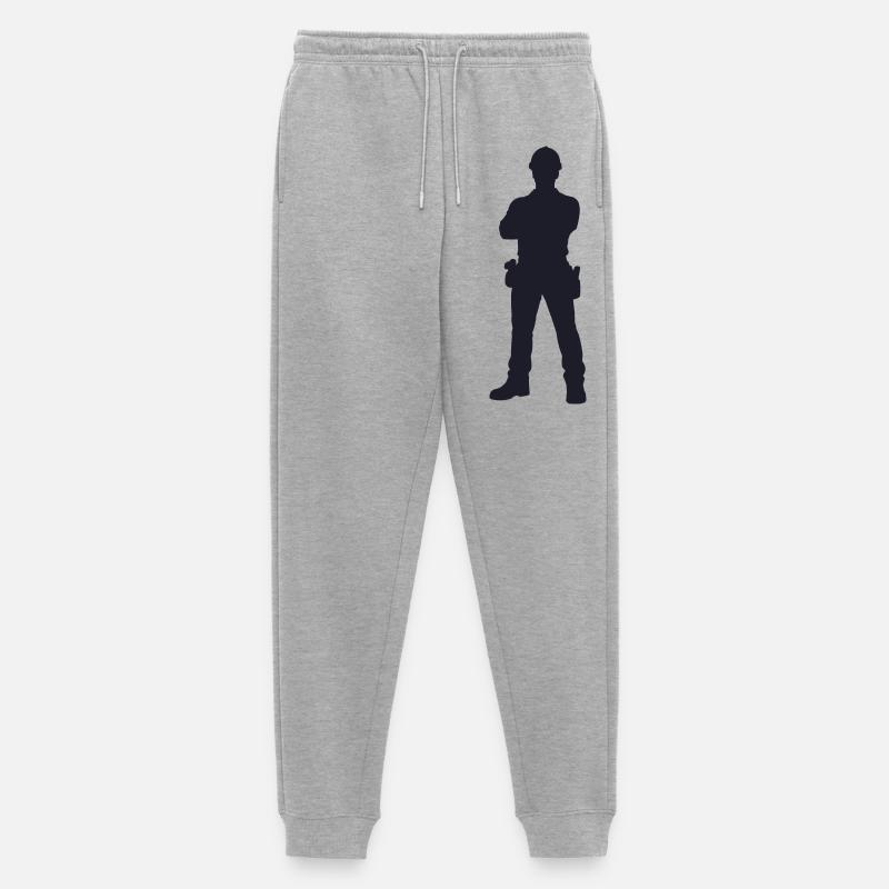 Bauheld Silhouette - Männer Premium Bio Jogginghose - Grau meliert