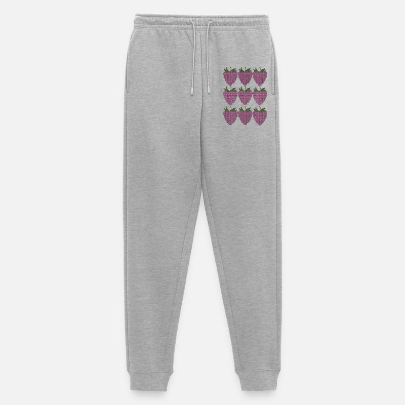 raspberry pattern textile - Men's Premium Organic Joggers - heather grey