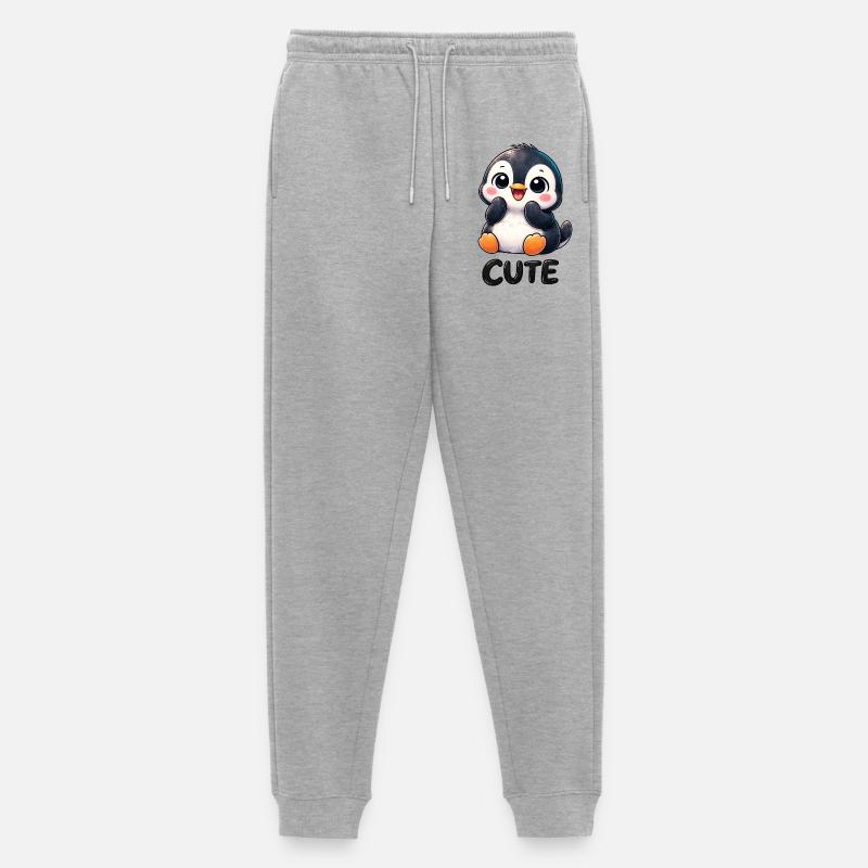 Pingouin chibi mignon timide timide mignon - Pantalon de jogging Premium bio Homme - gris chiné