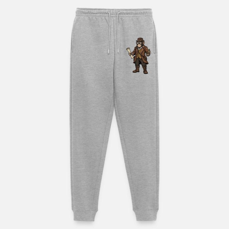 Monkey Explorer Steampunk Retro-Abenteuer - Männer Premium Bio Jogginghose - Grau meliert