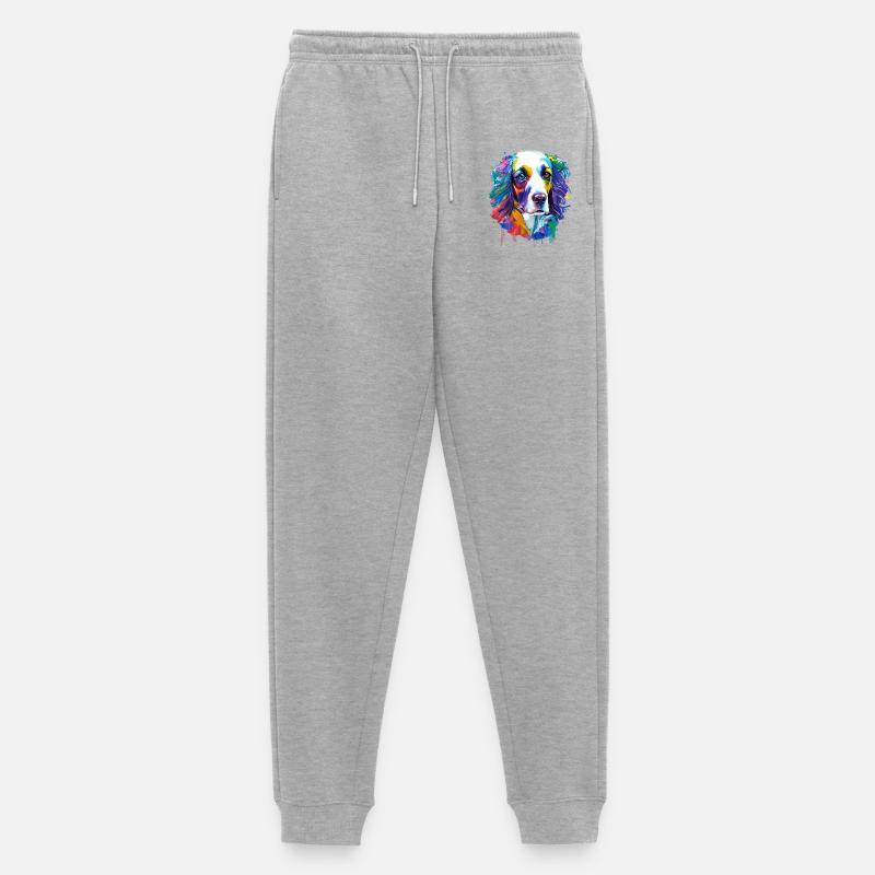 Englischer Springer Spaniel Bunte Spritzkunst - Männer Premium Bio Jogginghose - Grau meliert