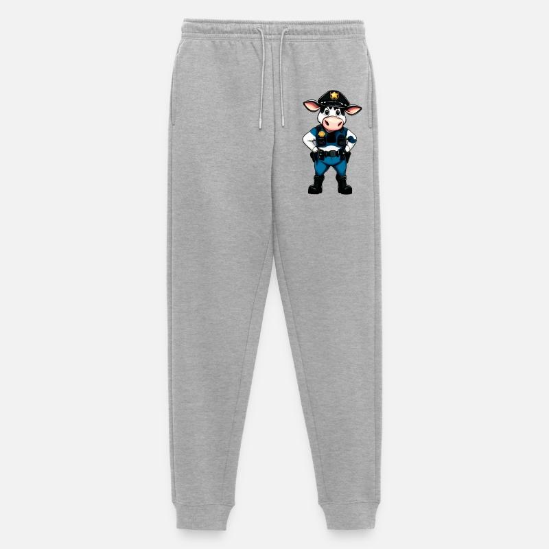Polizei Kuh - Männer Premium Bio Jogginghose - Grau meliert