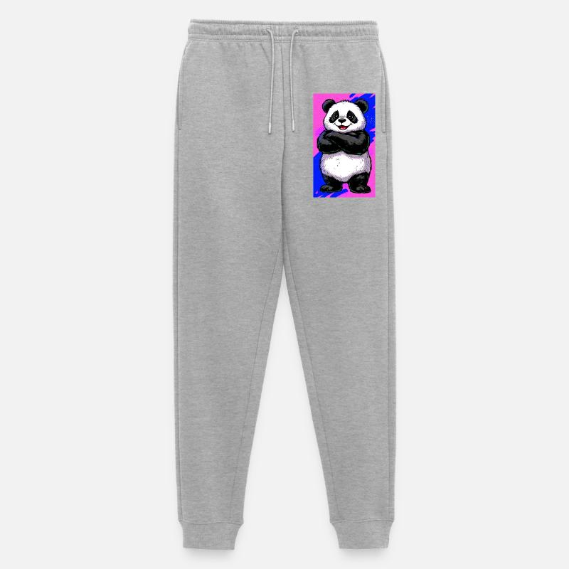 Panda - Männer Premium Bio Jogginghose - Grau meliert