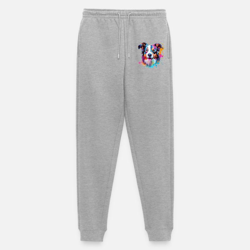 Hund Australian Shepherd Bunte Splash-Kunst - Männer Premium Bio Jogginghose - Grau meliert