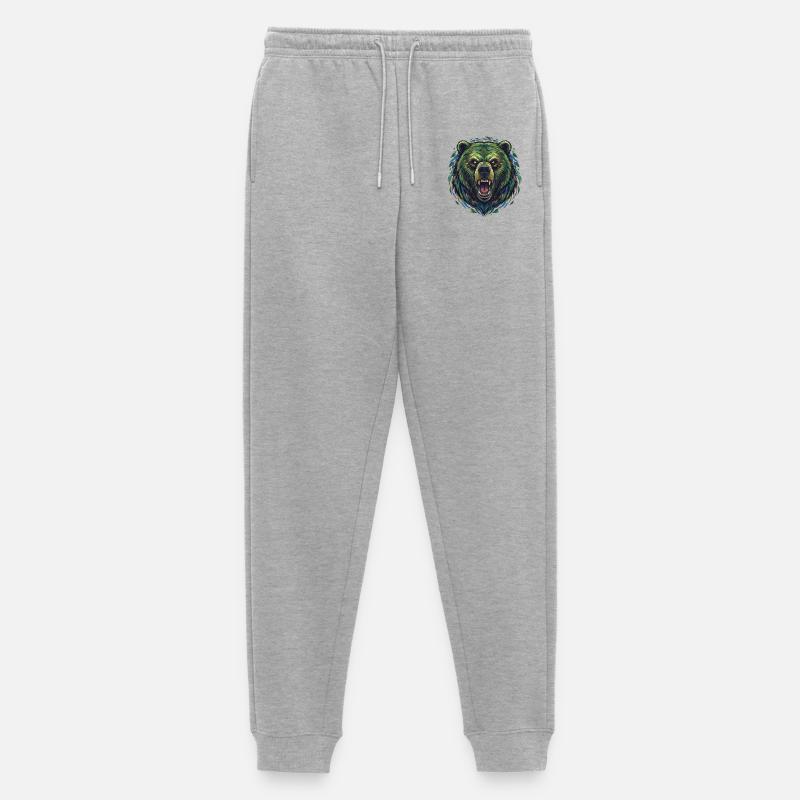 Wilder Farbbär Kopf - Männer Premium Bio Jogginghose - Grau meliert
