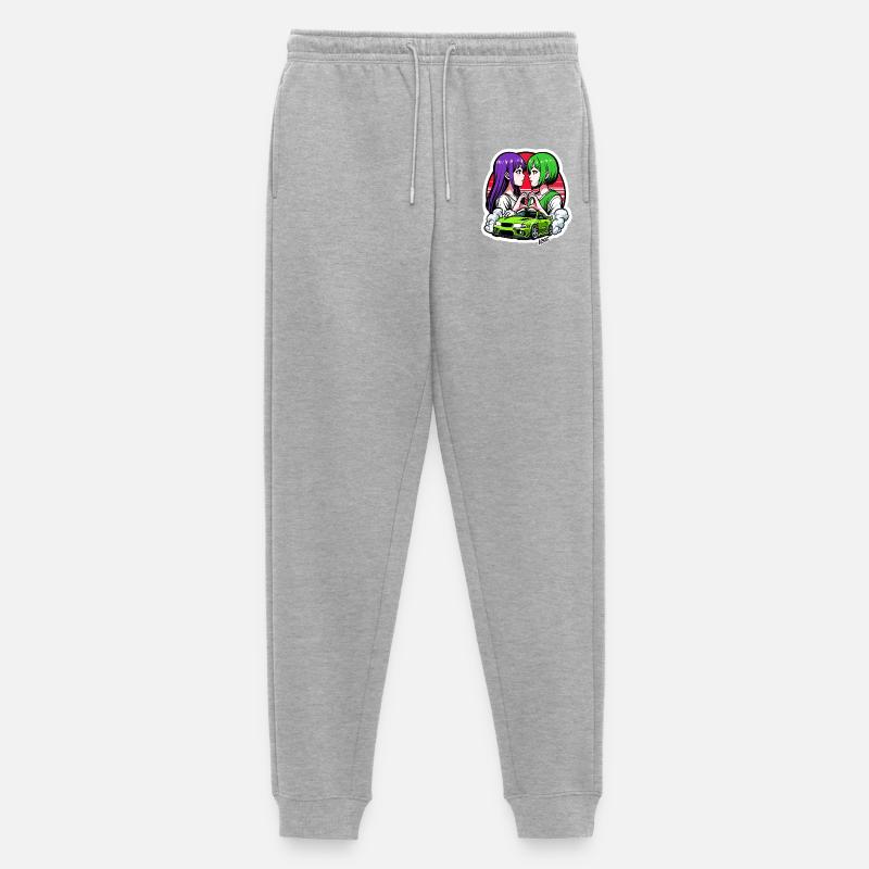 Neon Duo Heart Car Drift - Pantaloni da jogging ecologici premium da uomo - grigio melange