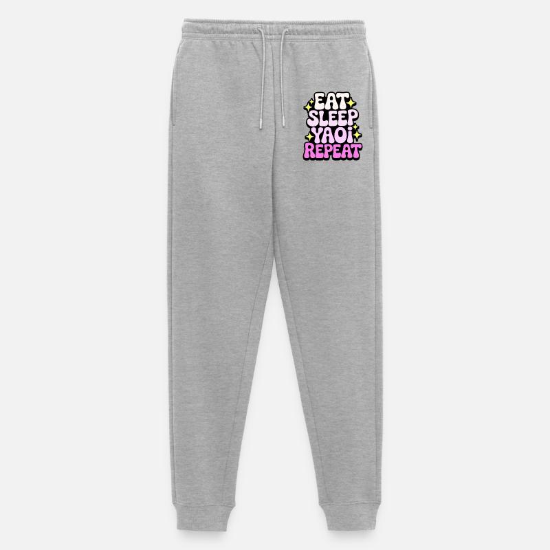 Eat Sleep Yaoi Repeat - Männer Premium Bio Jogginghose - Grau meliert
